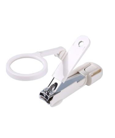 UNbit Nail Clipper Adult Nail Clippers Plastic/Carbon Steel White Nail Clippers 1.8 * 4.2 * 13cm Rotating Magnifying Glass Nail Clippers