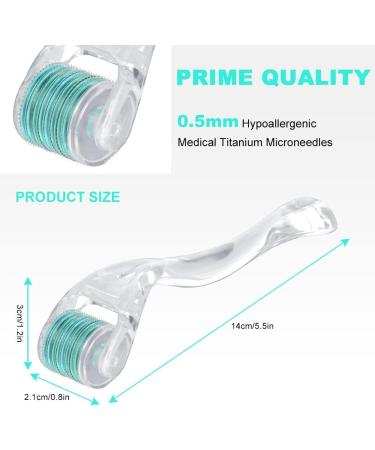 LOPHE Derma Roller 0.5mm Microneedle Derma Roller for Men and Women Professional Microneedling Derma Needling Micro Needle Roller Facial Wrinkles Hair Loss Stretch Marks Hair Regrowth Green head + transparent handle - Buy Online on GoSupps.com
