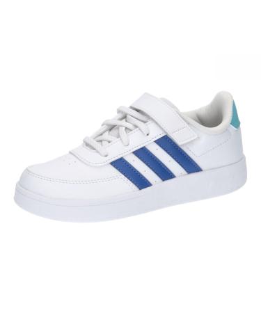 adidas unisex children break lifestyle court elastic lace and top strap shoes sneaker 36 2/3 eu ftwr white team royal blue light aqua