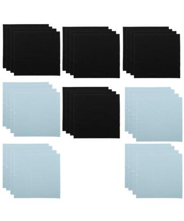 32 Packs 7 x 6 inch Individually Packaged Microfiber Cleaning Cloth Glasses Cleaning Cloth for Camera Lenses IPad iPhone Jewelry All Fine Surface Cleaning Cloth Black and Blue