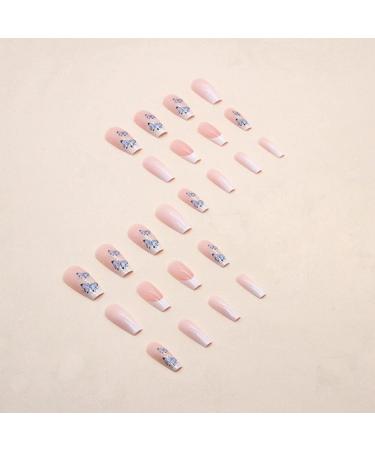 Color Gradient Pink Pressure on Nails | Kxamelie Cute Medium Square Acrylic Full Cover Gel Nails for Women & Girls - Matte Opaque Nude - Perfect for Daily Work - Buy Online on GoSupps.com