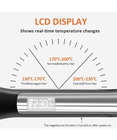 Faszin Ionic Titanium Hair Straightener: 20S Fast Heat Up, Clear LCD Display, 2-in-1 Styling Tool for Smooth & Shiny Results - Black - Buy Online on GoSupps.com