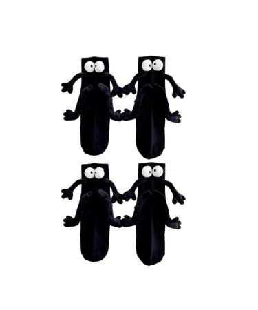 Novelty Magnetic Suction 3D Doll Couple Socks Funny Couple Holding Hands Socks Cartoon Show Off Socks for Women Men 2 pairs Black