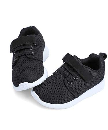 HIITAVE Toddler/Little Kid Boys Girls Shoes Running/Walking Sports Sneakers 6 Toddler Black/White