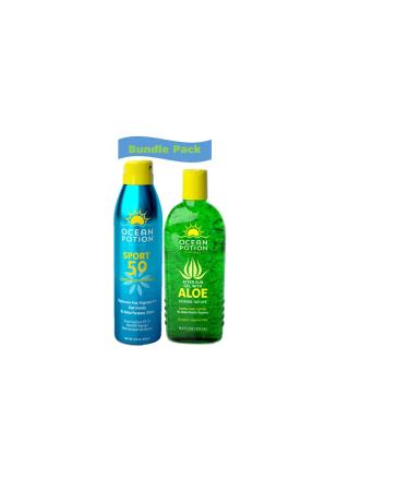 Ocean Potion Sport SPF#50 5.5oz C-Spray + Ocean Potion Aloe Vera Gel 8.5oz Duo-Pack