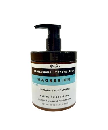 Beauty Inspiration Magnesium & Vitamin E with Shea butter Body Lotion. Muscle Relief and Relaxation supple reducing Cramps and the effects of cracked Made in USA with Organic Ingredients