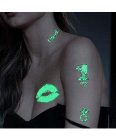Green Luminous Glow in the Dark Stars Tattoo Stickers - Music Bar Party Temporary Tattoos for Women Girls - Buy Online on GoSupps.com