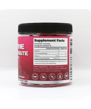ArtsBear Neybio Creatine Monohydrate Gummies - 5000mg Creatine Raspberry Flavor 120 Count - Vegan Sugar-Free Boosts Performance & Recovery - Buy Online on GoSupps.com