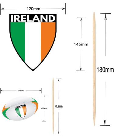 Ireland Flag Rugby Ball Food & Cupcake Picks Toppers Party Decorations Six Nations (14 Pack) - Buy Online on GoSupps.com