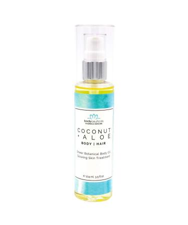 Coconut + Aloe Body + Hair Oil Sheer Body Spray with Nutrient-Rich Botanicals - Glowing Skin Treatment + Moisturization For All Skin Types - Non-GMO Vegan Gluten-Free - 3.5oz