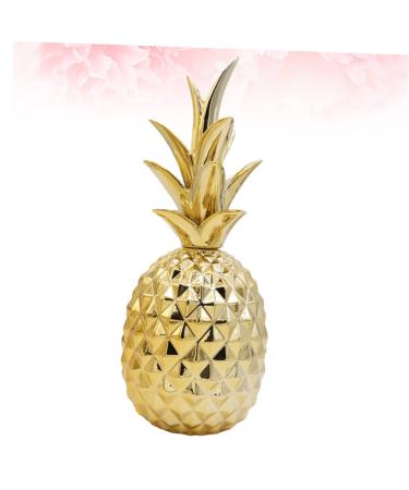 PRETYZOOM Ornament Decor Pineapple Crafts Ceramics Plant Golden 30X10 cm