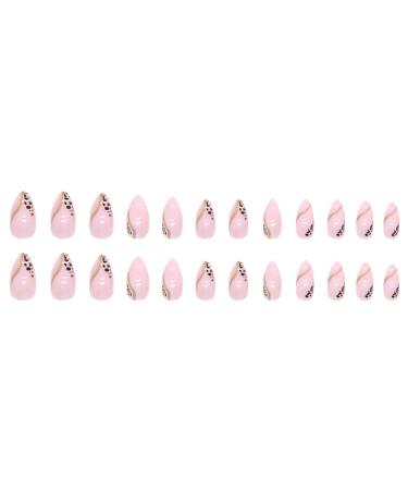 Justotry 24-Piece Leopard Stiletto Nails - Pink French Almond Art Press-On Nails for Women | Wavy Short Fake Nails - Buy Online on GoSupps.com