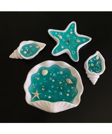 Marine-Themed Wax Melts - Starfish & Seashell Scented Candles (4 in 1 Baby Blue) | Shop Internationally - Buy Online on GoSupps.com