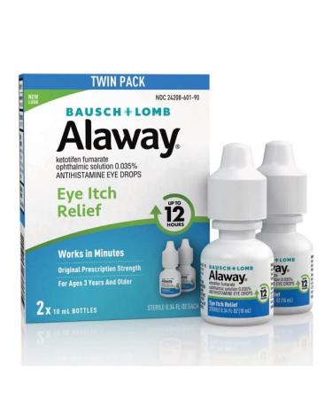Allergy Eye Itch Relief Eye Drops by Alaway, Antihistamine, 0.34 Fl Oz (Pack of 2)