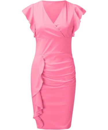 Briskorry V-Neck Floral Business Dress for Women - Elegant Summer Festival Dresses with Ruffled Hems - Buy Online on GoSupps.com