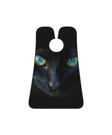 Black cat with blue eyes Print Beard Bib Apron Non-Stick Beard Men's Hair Catcher for Shaving Gifts for Men. One Size Black3