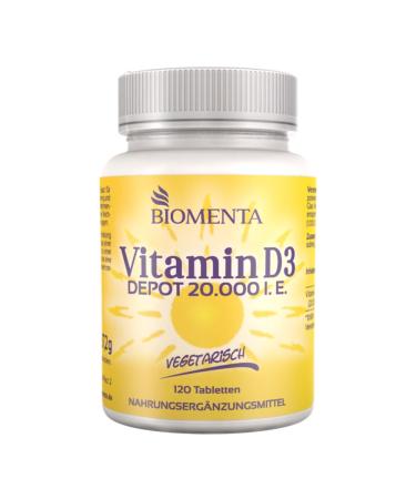 BIOMENTA Vitamin D3 120 high-dose vitamin D tablets 20 000 IU/tablet from cholecalciferol vegetarian premium quality