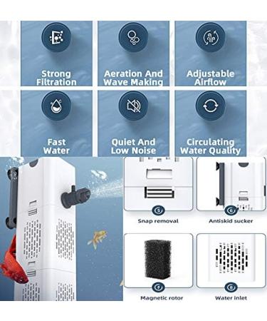 Quiet 4-in-1 Aquarium Internal Filter 500-1800L/h - Efficient Water Pump & Oxygen Ventilation for 20-1500L Aquariums - Buy Online on GoSupps.com