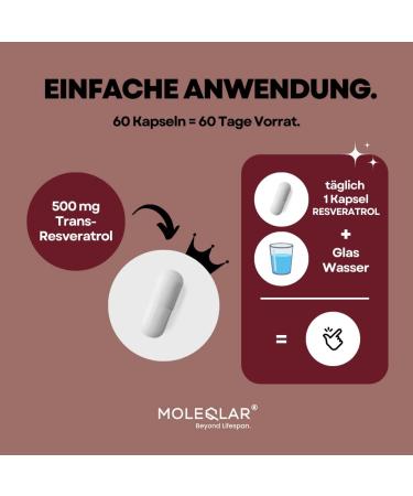 Premium Moleqlar Trans-Resveratrol Capsules 500mg - 60 Capsules 98% Pure Yeast Fermentation 100% PAK and GMO-Free - Boost Health & Wellbeing - Buy Online on GoSupps.com