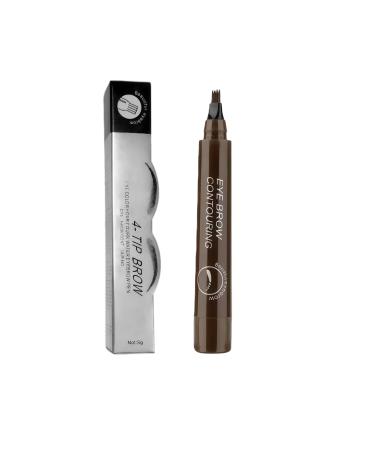 4 Fork Tips Microblading Eyebrow Pen Waterproof Eyebrow Pencil Effortlessly Creates Natural-Looking Brows Microblading Effect (Dark Brown)