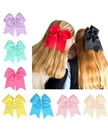 JOYOYO 20Pcs 8 Large Cheer Bows for Girls - Grosgrain Ribbon Elastic Hair Tie Bands - 20 Colors - Buy Online on GoSupps.com