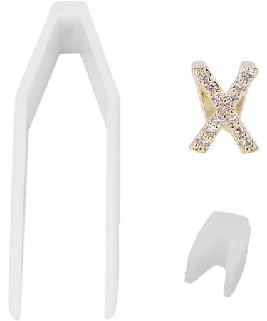 Plated English Letter X Teeth Brace Metal Fashionable Teeth Decoration Jewelry for Party (Gold) - Buy Online on GoSupps.com