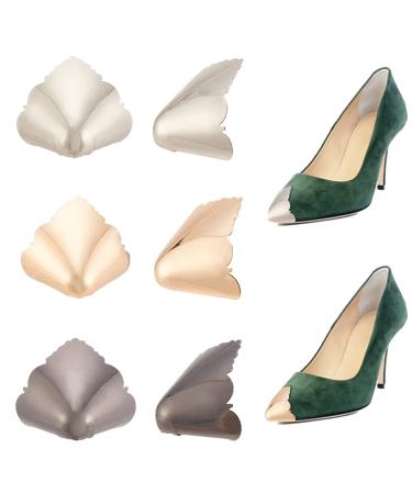 NBEADS 6 Pcs 3 Colors Metal Shoes Pointed Protector  Metal Shoe Toe Protectors Wavy Edge High Heel Toe Caps Pump Toe Head Cap Cover for Shoes Protection Repair Accessories 3 Colors-Wavy Edge