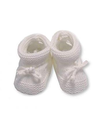 Nursery Time Baby Boys Girls Newborn Knitted Tie Up Booties Soft Shoes Blue Grey Pink Grey 35 White
