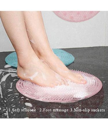 Shower Foot Scrubber Silicone Bath Massage Mat | Non-Slip Exfoliating Dead Skin Foot Cleaner | 10 Inch Pink Shower Foot Brush Pad - Buy Online on GoSupps.com