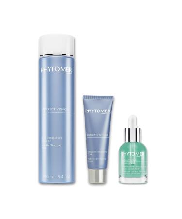 Phytomer Skincare Daily Regimen: Perfect Visage Cleansing Milk - Oligoforce Advanced Moisturizing Serum - Hydracontinue Hydrating Face Cream