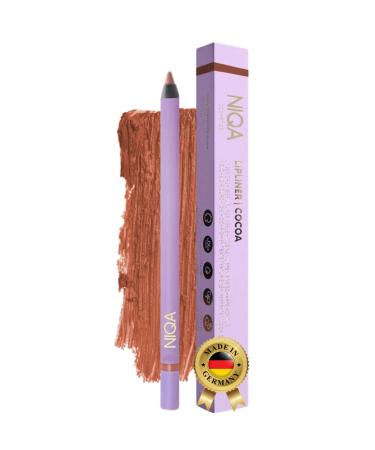 NIQA Lipliner Waterproof Brown Halal vegan wiped lip contour pencil for precise contours lip liner lipstick with vitamin C and jojoba oil long durability color: cocoa 1 piece (1 Pack)