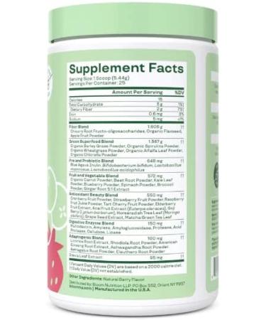 Bloom Nutrition Berry Greens Superfoods Powder - 25 Servings 4.8 oz - Buy Online on GoSupps.com