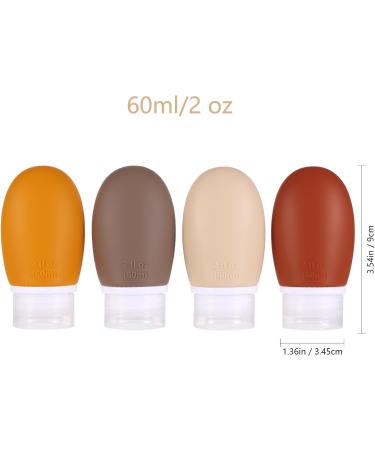 LIYUABU Silicone Travel Bottles 4 Pack 60ml Leak Proof Squeeze Refillable Portable Empty Travel Size Accessories Containers for Toiletries Shampoo Conditioner Lotion BPA Free and TSA Approved 60ml Brown - Buy Online on GoSupps.com