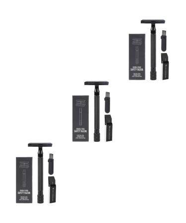 Frcolor 3 sets manual razor vintage wet razor beard bare hair clipper safety razor for men mustache muster razor razor in the old style ABS gift old -fashioned man