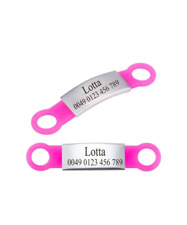 2 pieces of silicone dog brand with engraving pet-ID brand to postpone personalized animal brands for dogs and cats fuchsie s (2 Pack)