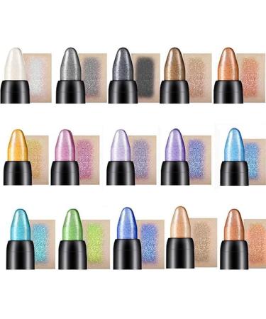 15 Colors Highlighter Eyeshadow Stick Metallic And Matte Shimmer Cream Eye Shadow Pencil Crayon Waterproof Eye Brightener Highlighter Eyeliner Crayon