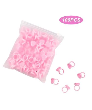 Fawyteng 100pcs Pink Lovely Heart Shape Glue Rings for Eyelash Extensions - Disposable Lash Glue Cups and Holder - Buy Online on GoSupps.com