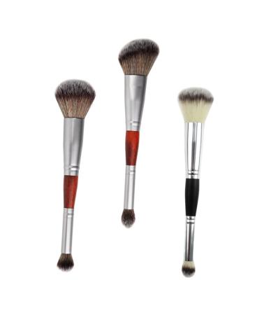 VINTORKY 3pcs Double-ended Makeup Brush Female Makeup Brush Makeup Supplies Blush Brush Wooden Handle