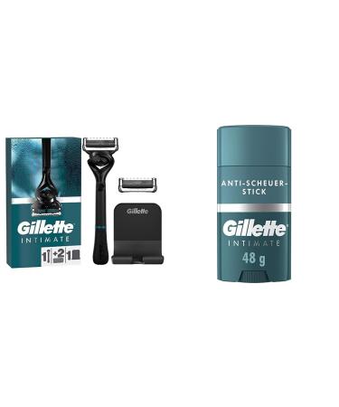 Gillette Intimate Razor with 2 Blades & Intimate Intimate Care Anti-Chafing Stick Bundle with Anti-Chafing Stick