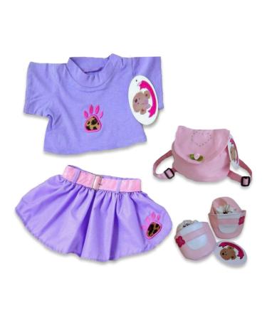 Build Your Bears Wardrobe Teddy Bear Clothes Paw Outfit +Bag +Shoes fits Build a Bear(purple)