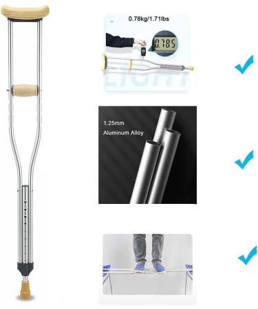 Underarm Crutches Aluminum Adjustable Frame Medical Crutches for Young Lightweight Crutches with Comfortable Underarm Pad and Handgrip 1 Pair (Size : 110cm/43inch(2 counts)) anniversary Lucky Star - Buy Online on GoSupps.com