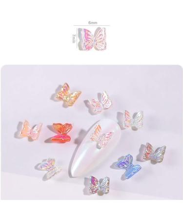 SUKPSY 3D Butterfly Resin Nail Art Decorations - 50 Pcs Mix Color Aurora Glitter Ornaments for Manicure - Buy Online on GoSupps.com