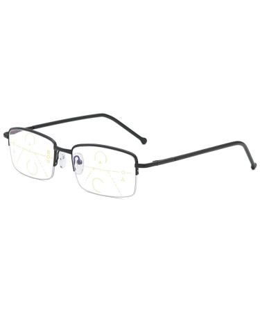 Lanomi varifocal glasses reading glasses Blue light filter metal Half frame progressive multifocal glasses women men rectangle uv400 protection reading help 1.0 1.5 2.5 3.5 4.0 black 2.0 dioptria