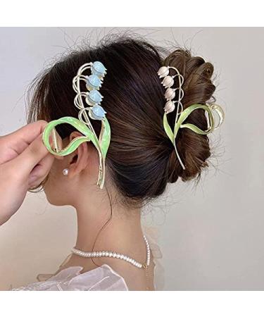 Lily of The Valley & Orchid Flower Hair Clips: Metal Hairpins for Styling Thick & Thin Hair - Ideal for Weddings & Parties | Women's Hair Accessories - Buy Online on GoSupps.com