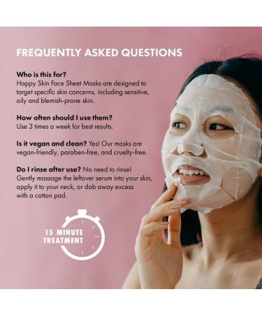 Happy Skin Facial Masks for all skin types over 1 million sold detoxifying charcoal whitening rose & green tea lavender & chamomile vitamin C orange & ginger white 20 pieces - Buy Online on GoSupps.com