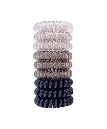 AHENOD 9Pcs Spiral Hair Ties No Crease  Coil Hair Ties  Phone Cord Hair Ties  Women Ponytail Holder Elastics  Black (Multi-colored)