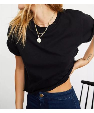 Carpetcom Women's Summer Loose Fit Crop Top - Black, Small - Buy Online on GoSupps.com