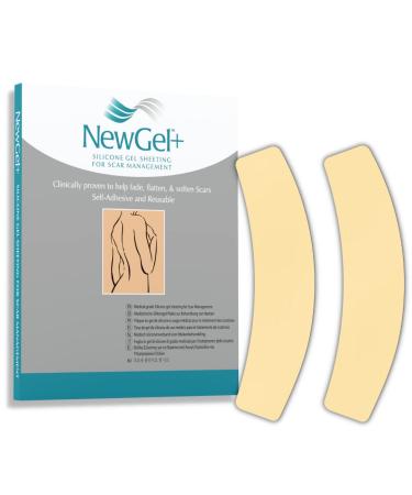 NewGel+ Advanced Silicone Professional Scar Treatment Strip for Abdomen C-Section Injury Keloids Burns REUSABLE 2 x 8 C-shaped Sheet 2-Count - BEIGE