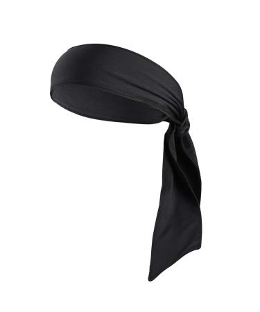 Head Ties Tennis Headbands Sweatbands Wristbands Head Wrap for Women Men Boys Girls Kids (Black)