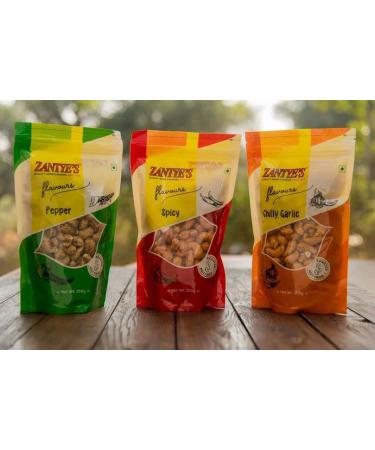 Zantye's Original Goan Cashews 3 Flavours box Spicy/ChillyGarlic/Pepper Flavour